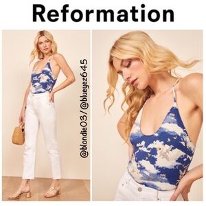 Reformation “Amanda” halter top in heaven print S